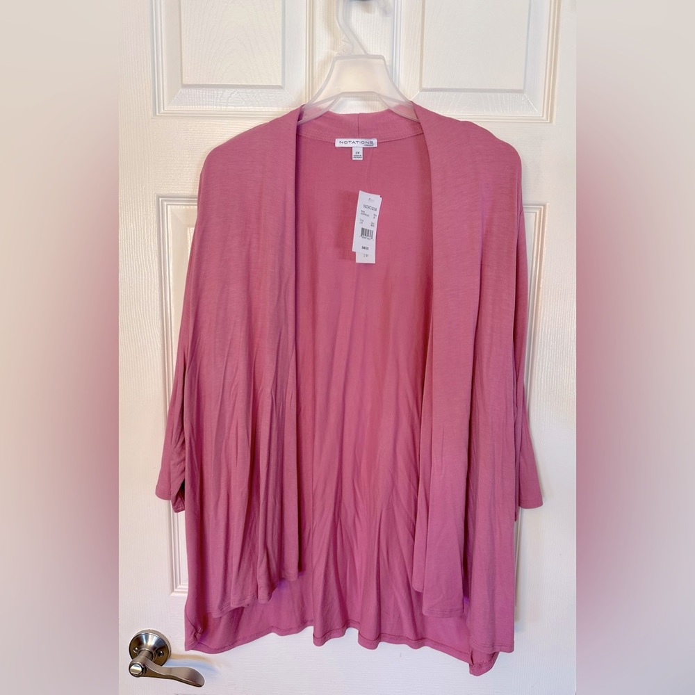 NEW Notations pink plus womens partial half sleeve cardigan 2X XXL 2XL